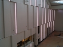 Akustik paneler i Industriens Hus udført i Dupont Corian.
Farve: Glacier Ice.